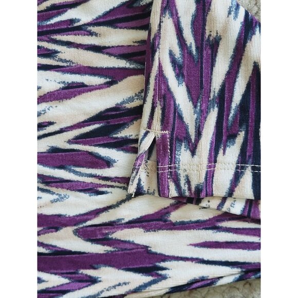 Chico's Travelers Purple & Beige Slinky Abstract Pull On Pants Size 3R 16/18 - Picture 7 of 9
